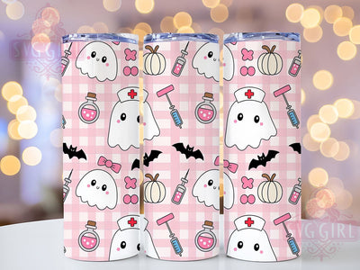 Pink Nurse Ghost Halloween Tumbler Wrap, Halloween Nurse Wrap, 20Oz Sublimation Design, Kawaii Nurse Cup, Spooky Medical Drinkware, Cute Ghost Tumbler, Nurse Halloween Mug Design Sublimation SvggirlplusArt 