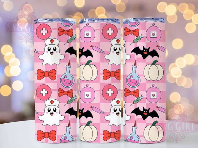 Pink Nurse Ghost Halloween Tumbler Wrap, Halloween Nurse Wrap, 20Oz Sublimation Design, Kawaii Nurse Cup, Spooky Medical Drinkware, Cute Ghost Tumbler, Nurse Halloween Mug Design Sublimation SvggirlplusArt 