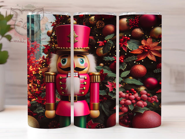 Pink Nutcracker Christmas Tumbler, Pink Christmas Wrap, Holiday Drinkware, Festive Mug Design, Sublimation Wrap, Cute Christmas Gift, Winter Tumbler Sublimation Lara' s Designs 
