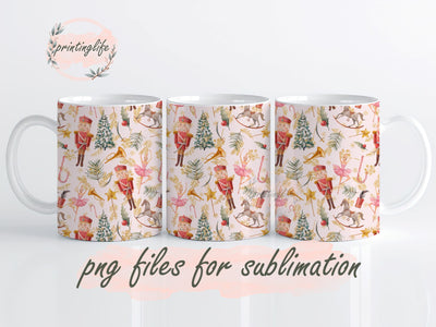 Pink Nutcracker Mug, Pink Balletcore Sublimation, Pink Nutcracker PNG Christmas Wrap Sublimation PrintingLife 