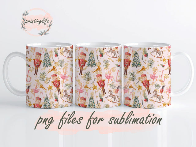 Pink Nutcracker Mug, Pink Balletcore Sublimation, Pink Nutcracker PNG Christmas Wrap Sublimation PrintingLife 