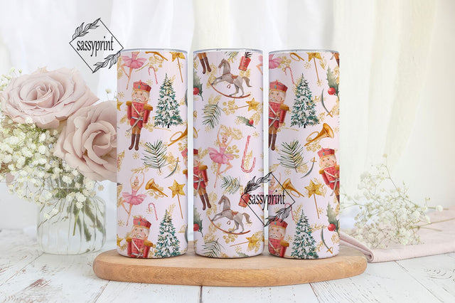 Pink Nutcracker Tumbler Wrap 20oz Skinny Tumbler Pink Balletcore Sublimation Tumbler Pink Nutcracker PNG Christmas Tumbler Wrap Download Sublimation sassyprint 