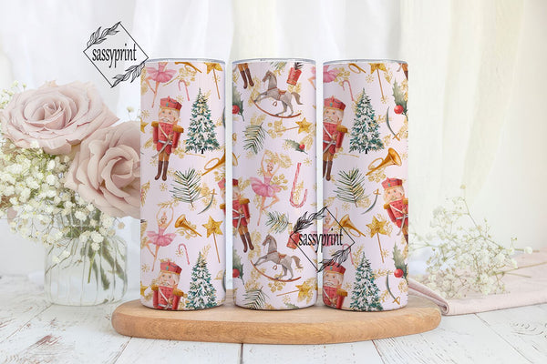 Girly Pink Nutcracker Christmas Tumbler Wrap