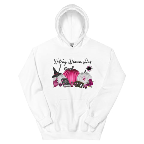 Pink October | Halloween Breast Cancer Vibes Women's Hoodie Physical Crafting After Dark White S 