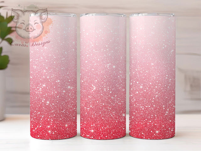 Pink Ombre Glitter Sparkle Tumbler, Ombre Glitter Wrap, 20Oz Skinny Tumbler, Pink To White Sublimation, Sparkly Tumbler Design, Glamorous Glitter Wrap, Shimmer Ombre Tumbler Sublimation Lara' s Designs 