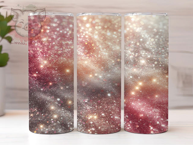 Pink Ombre Glitter Sparkle Tumbler, Ombre Glitter Wrap, 20Oz Skinny Tumbler, Pink To White Sublimation, Sparkly Tumbler Design, Glamorous Glitter Wrap, Shimmer Ombre Tumbler Sublimation Lara' s Designs 