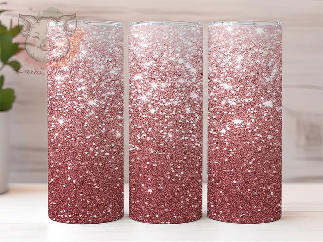 Pink Ombre Glitter Sparkle Tumbler, Ombre Glitter Wrap, 20Oz Skinny Tumbler, Pink To White Sublimation, Sparkly Tumbler Design, Glamorous Glitter Wrap, Shimmer Ombre Tumbler Sublimation Lara' s Designs 
