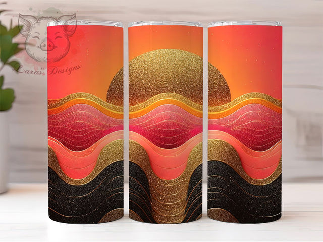 Pink Orange Gold Glitter Ombre Tumbler, Pink Orange Gold Wrap, Sparkly Gradient Design, 20Oz Skinny Tumbler, Glitter Sublimation Wrap, Bright Colorful Drinkware, Glam Ombre Tumbler Sublimation Lara' s Designs 