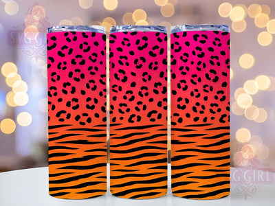 Pink Orange Leopard Tiger 20oz Tumbler, Animal Print, Bold Colors, Wild Pattern, Vibrant Design, Exotic Style, Modern Safari, Sublimation Wrap Sublimation SvggirlplusArt 