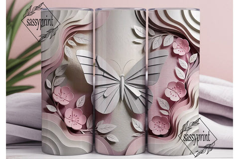 Pink Origami Cherry Blossom 20oz Sublimation sassyprint 