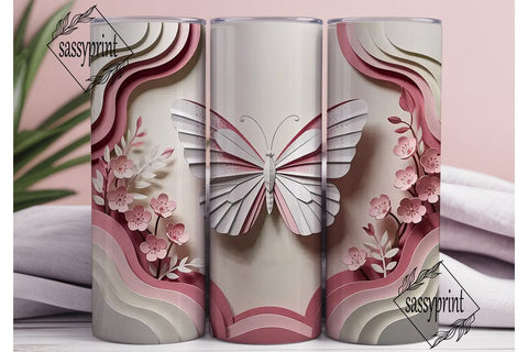Pink Origami Cherry Blossom 20oz Sublimation sassyprint 