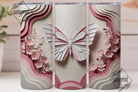 Pink Origami Cherry Blossom 20oz Sublimation sassyprint 