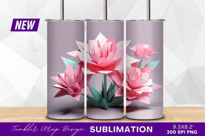 Pink origami flowers tumbler png still life Sublimation Regulrcrative 