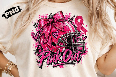 Pink Out Football Helmet Sublimation PNG SVG DesignDestine 