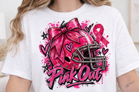 Pink Out Football Helmet Sublimation PNG SVG DesignDestine 