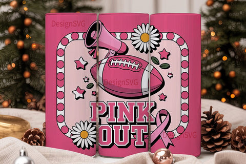 Pink Out Football Tumbler Wrap Sublimation DesignSVG 