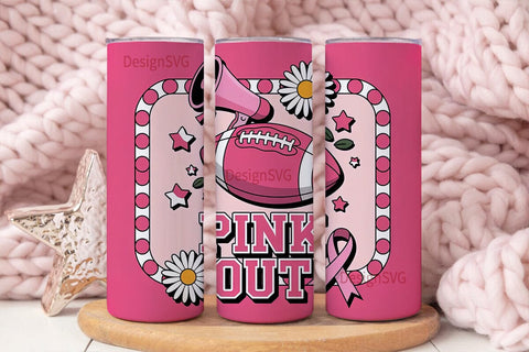 Pink Out Football Tumbler Wrap Sublimation DesignSVG 