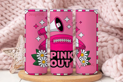 Pink Out Football Tumbler Wrap Sublimation DesignSVG 