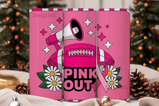 Pink Out Football Tumbler Wrap Sublimation DesignSVG 