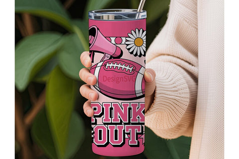 Pink Out Football Tumbler Wrap Sublimation DesignSVG 