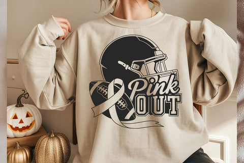 Pink out Svg, Tackle Cancer svg, pink glitter ribbon, Cancer Awareness, We fight together, Pink October, Football Svg, Football pink out SVG DesignDestine 