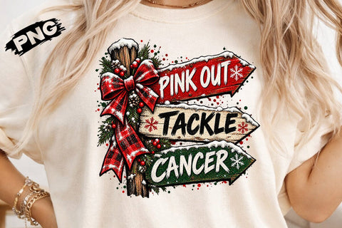 Pink Out Tackle Cancer Christmas PNG SVG DesignDestine 