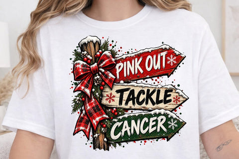 Pink Out Tackle Cancer Christmas PNG SVG DesignDestine 