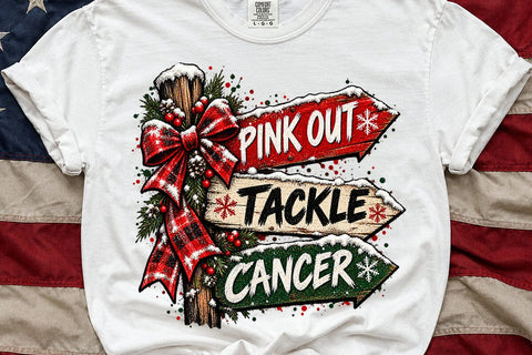 Pink Out Tackle Cancer Christmas PNG SVG DesignDestine 