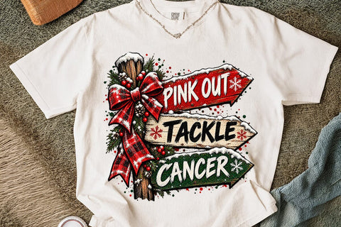 Pink Out Tackle Cancer Christmas PNG SVG DesignDestine 