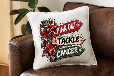Pink Out Tackle Cancer Christmas PNG SVG DesignDestine 