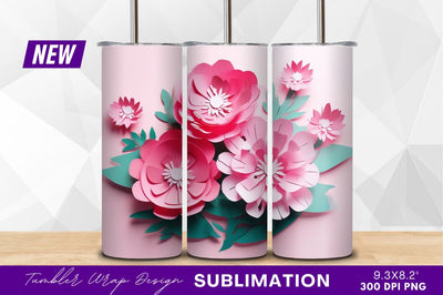 Pink paper flowers tumbler png decoration Sublimation Regulrcrative 