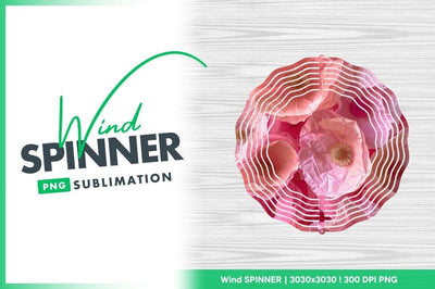 Pink Paper Poppies Wind Spinner Round Png Sublimation Regulrcrative 