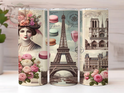 Pink Paris Journey 20oz Tumbler Png, Straight & Tapered Tumbler Png, Travel France Tourist Tumbler Png, Digital Download PNG Sublimation Lara' s Designs 