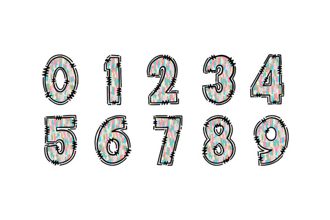 Pink Pastel Doodle Alphabet PNG – Uppercase A-Z and Numbers 0-9 Sublimation BijouBay 