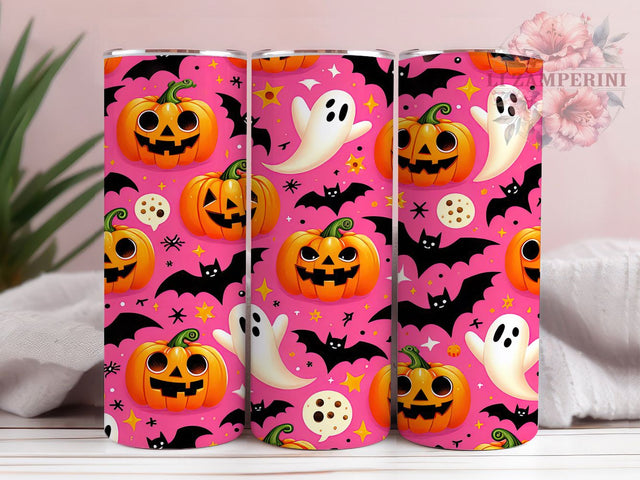 Pink Pastel Kawaii Ghost Halloween Tumbler, Cute Halloween Wrap, Pastel Spooky PNG, 20oz Sublimation Design, Girly Halloween Cup, Soft Gothic Art, Kawaii Ghost Tumbler Sublimation Li Zamperini 