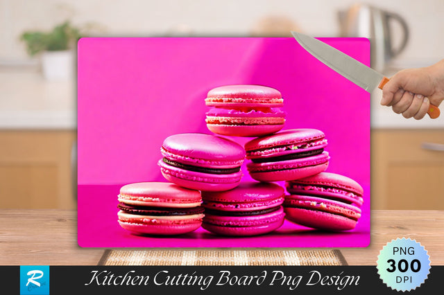 Pink Pastry Macaron Cookies Cutting Board Sublimation Regulrcrative 