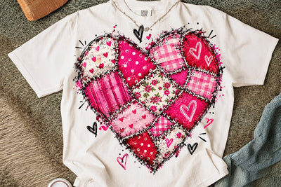 Pink Patchwork Heart Sublimation PNG SVG DesignDestine 