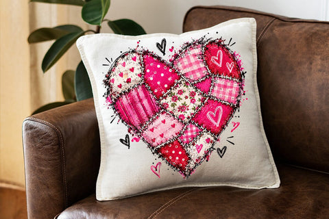 Pink Patchwork Heart Sublimation PNG SVG DesignDestine 