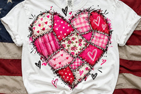 Pink Patchwork Heart Sublimation PNG SVG DesignDestine 