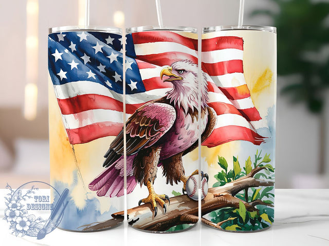 Pink Patriotic Softball Tumbler Wrap, Pink USA Eagle Wrap, 20oz Baseball America Design, Fourth of July Sports Tumbler, Eagle Sublimation Wrap, Team USA Softball Gift, Pink Patriotic Athlete Tumbler Sublimation ToriDesigns 