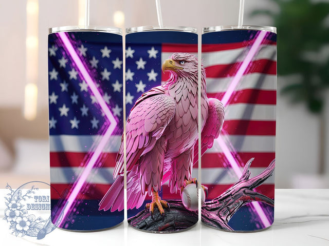 Pink Patriotic Softball Tumbler Wrap, Pink USA Eagle Wrap, 20oz Baseball America Design, Fourth of July Sports Tumbler, Eagle Sublimation Wrap, Team USA Softball Gift, Pink Patriotic Athlete Tumbler Sublimation ToriDesigns 