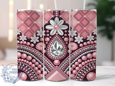 Pink Pearl Glam Tumbler, Glam Wrap Design, Elegant Pearl Sublimation, Chic Glam Cup, 20Oz Skinny Tumbler Wrap, Stylish Pearl Mug, Feminine Glam Design Sublimation ToriDesigns 