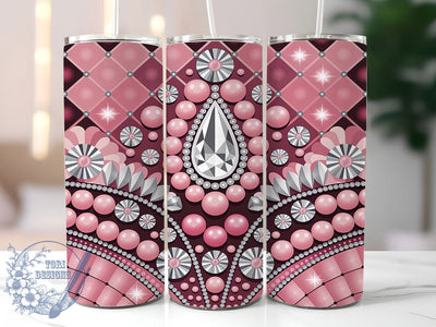 Pink Pearl Glam Tumbler, Glam Wrap Design, Elegant Pearl Sublimation, Chic Glam Cup, 20Oz Skinny Tumbler Wrap, Stylish Pearl Mug, Feminine Glam Design Sublimation ToriDesigns 