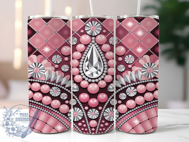Pink Pearl Glam Tumbler, Glam Wrap Design, Elegant Pearl Sublimation, Chic Glam Cup, 20Oz Skinny Tumbler Wrap, Stylish Pearl Mug, Feminine Glam Design Sublimation ToriDesigns 