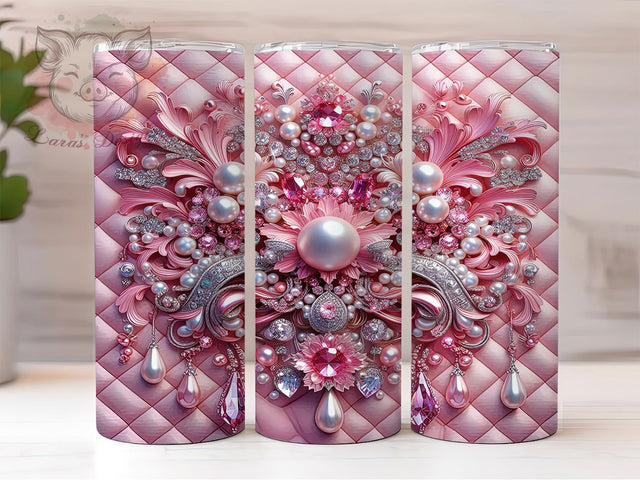 Pink Pearl Glam Tumbler, Pearl Glam, Glam Tumbler, Shiny Pearl Design, Elegant Wrap, Girly Sublimation, Pearl Texture Sublimation Lara' s Designs 