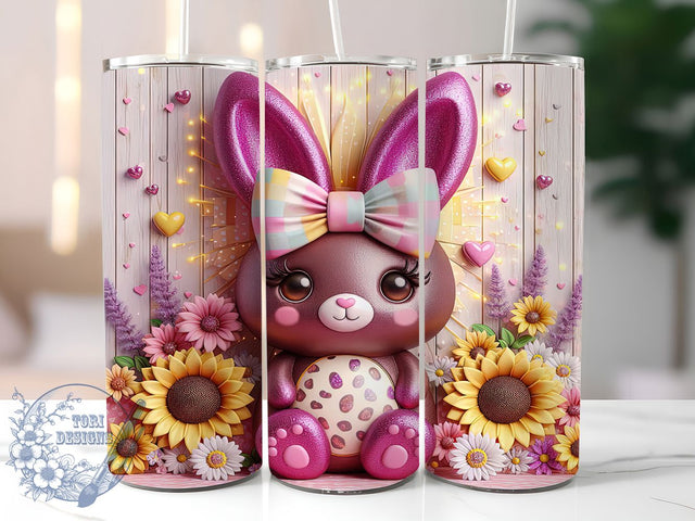 Pink Peeps Sunflower Easter Tumbler Wrap, Easter Bunny Wrap, Sunflower Easter Cup, Spring Peeps Sublimation, Cute Bunny Mug, Easter Sunflower Gift, Pastel Bunny Design Sublimation ToriDesigns 