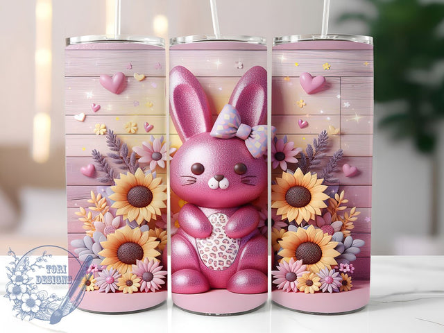 Pink Peeps Sunflower Easter Tumbler Wrap, Easter Bunny Wrap, Sunflower Easter Cup, Spring Peeps Sublimation, Cute Bunny Mug, Easter Sunflower Gift, Pastel Bunny Design Sublimation ToriDesigns 