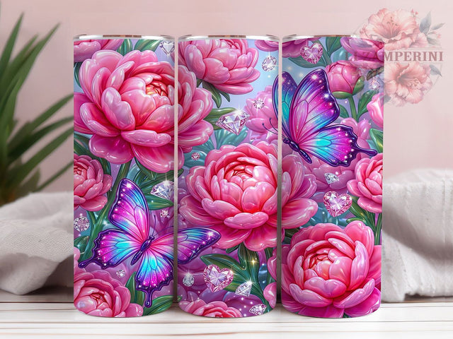 Pink Peony Butterfly 20oz Tumbler, Pink Peony Butterfly, Peony Butterfly, Pink Butterfly, Butterfly Tumbler, Peony Tumbler, Butterfly PNG, 20oz Tumbler Wrap Sublimation Li Zamperini 