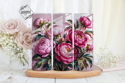 Pink Peony Floral 20oz Tumbler Wrap Sublimation sassyprint 