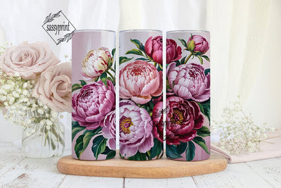 Pink Peony Floral 20oz Tumbler Wrap Sublimation sassyprint 